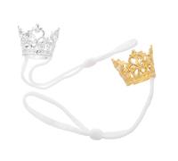HIAKDOFT 2pcs Adjustable Crown for Hamsters and Small Animals Lightweight Pet Costume with Elastic Chin Strap Royalty-inspired Party Hat for Rabbits Guinea Pigs Photo Props Gold Silver