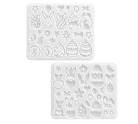 HIAKDOFT 2pcs Animal Earring Moulds Silicone Charms Mold and Adults White Resin Epoxy Casting Creative Festive Bunny Egg Shapes for Easter Festive Atmosphere DIY Jewelry Making