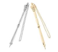 HIAKDOFT 2pcs Bible Reading Pointer Set with Metal Crown Head Design, 13cm Gold Silver Hand Pointer Tools for Jewish Torah Study and Adult