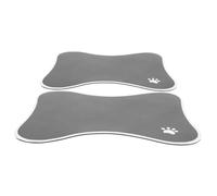 HIAKDOFT 2pcs Bone Shaped Pet Feeding Mat with Non-slip Base for Dogs and Cats Food and Water Bowl Placemat Clean Pet Feeding Supplies for Indoor and Outdoor Use