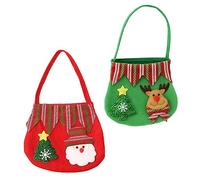 HIAKDOFT 2pcs Christmas Goodie Bags Santa Claus Elk Design Festive Candy Gift Sacks for Holiday Treats Unique Wrapping for Christmas Parties and Seasonal Decorations