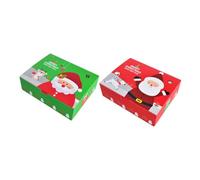 HIAKDOFT 2Pcs Christmas Santa Boxes Set, Green and Red Paper Wrapping Boxes for Holiday Presents, DIY Festive Decoration Packaging for Christmas Scene Display