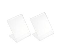 HIAKDOFT 2pcs Clear Price Tag Stands Display Holders for Qr Code Signs Name Card Labels for Retail Store Restaurant and Craft Fairs