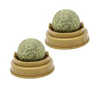 HIAKDOFT 2Pcs Edible Catnip Balls with Mint Flavor Solid Spherical Cat Snacks for Indoor Cats Teeth Cleaning and Digestive Aid for
