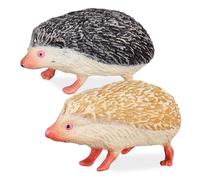HIAKDOFT 2Pcs Hand-painted Artificial Hedgehog Figurines Plastic Animal Statues for Garden Lawn Home Office Decor DIY Micro Landscape Craft