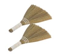 HIAKDOFT 2pcs Handwoven Mini Grass Sweeping Broom Rustic Straw Bristles for Gentle Floor Cleaning Multipurpose Handheld Brush for Hardwood Tiles Home Decor Traditional Handmade