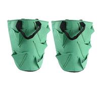 HIAKDOFT 2pcs Hanging Strawberry Planter Bags Non Woven Fabric Grow Bags for Healthy Root Development Vertical Garden Planting Accessories Light Green