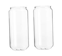 HIAKDOFT 2pcs Heat-Resistant Can-Shaped Glass Cups Transparent Household Drinkware for Coffee Tea Beer Cocktail Suitable for Home and Restaurant Use