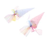 HIAKDOFT 2pcs Holiday Packaging Cloth Cone Treat Bags for Giving Giving Party Favor Cloth Bags for Thanks Day Polyester Cone with Grenadine Ribbon Popcorn