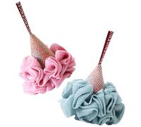 HIAKDOFT 2Pcs Ice Cream Shape Bath Loofah Shower Ball Exfoliating Body Scrubber Reusable Bath Sponge for and Adults, Soft Mesh Foam Sponge for Shower Cleaning and Scrubbing