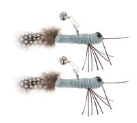 HIAKDOFT 2pcs Interactive Cat Wand Plumage Replacements with Blue Dragonfly Insect Attachment for Indoor Kitten and Cat Teasers