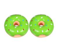 HIAKDOFT 2pcs Interactive Squeaky Dog Latex Donut Chew for Puppies Safe Non-toxic Material Built Squeaker for Fun Play and Teething Light Green Pet Entertainment Supplies