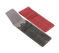 HIAKDOFT 2pcs Leather Pen Sleeve Dual Holder Pouch Vintage PU Scratch Pen Case for Fountain Dust Cover for Business and Casual Use Black and Wine Red