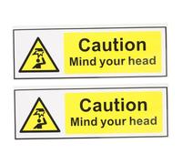 HIAKDOFT 2pcs Low Ceiling Warning Stickers Adhesive Mind Your Head Signs for Home Office Factory Safety Caution Wall Decor