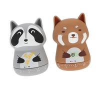 HIAKDOFT 2Pcs Mechanical Cartoon Animal-shaped Cooking Timer Countdown Reminder for Home Use Kitchen Timer for Cooking Study and Habit Planning