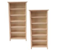 HIAKDOFT 2pcs Mini Bookcase Book Case Furniture Bookshelf Vertical Bookcase Model Miniature Book Shelf for Dollhouse Study Room Miniature Shelf Light Brown Wood