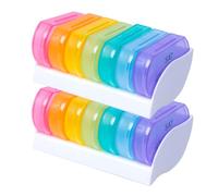 HIAKDOFT 2pcs Mini Pill Box Organiser Portable Colorful Medicine Tablet Storage Sub-Boxes Day Compartments Lightweight Travel Pill Case