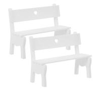 HIAKDOFT 2pcs Miniature Park Bench Model Dollhouse Miniature Bench Windowsills White Wood Realistic Details and Creative Inspiration for Micro Landscape Displays