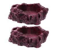 HIAKDOFT 2Pcs Natural Stone Style Reptile Feeding Bowl Water and Food Dish for Lizards Geckos Spiders Eco Friendly Matching Habitat Environment