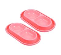 HIAKDOFT 2pcs Pink Double Pet Food Bowl Set with Stable Non Slip Base Ant Avoiding Plastic Dog and Cat Feeding Dish for Small to Medium Puppies and Kittens