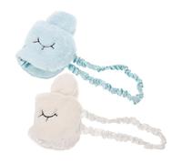 HIAKDOFT 2pcs Plush Rabbit Eye Mask Masks for Eye Cover for Relaxation Travel Blocks Out Light Comfortable Washable White Light Blue Colors