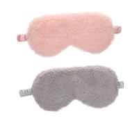 HIAKDOFT 2PCS Plush Sleeping Eye Mask Soft Satin Blindfolds for Travel Home Sleep Light Blocking Comfortable Eye Covers with Elastic Bands for Women and Cute Cartoon Design in Orange and