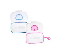 HIAKDOFT 2Pcs Portable Wet Tissue Storage Boxes Dustproof Wipes Case with Seal Lid Convenient Travel Wipe Holder for Stroller Go Use Assorted White Pink Blue Colors