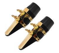 HIAKDOFT 2pcs Professional Alto Saxophone Mouthpiece Kit with Gold Ligature Black Plastic for Jazz Classical Beginner Players Compatible with Alto Saxophones Lightweight Portable