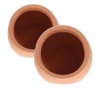 HIAKDOFT 2pcs Purple Clay Fish Tank Hiding Jar with Flat Base, Aquarium Decor for Freshwater Fish and Shrimp Shelter, Simulation Backdrop Ornament for Aquatic Turtle Tanks