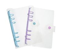 HIAKDOFT 2pcs PVC Flexible Binder Notebook Shell Transparent Notebook Covers with Snap Fastener Removable Binder Shells for Students in Purple and Sky Blue