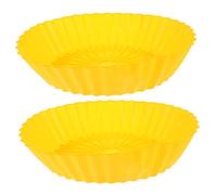 HIAKDOFT 2Pcs Reusable Silicone Air Fryer Liner Mat Nonstick Yellow Airfryer Basket Pot Heat Resistant Greaseproof Baking Tray for Round Air Fryers Ovens Microwaves Dishwasher Safe