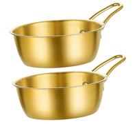 HIAKDOFT 2pcs Stainless Steel Wine Bowls with Handle Medium Korean Rice Dipping Sauce Bowls for Household Kitchen Serving and Practical Drinkware