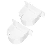 HIAKDOFT 2pcs Thickened Plastic Bird Food Bowls Bird Cage Feeding Boxes Pet Feeder Accessories Semi-circular Seed Containers for Wild and Parrots