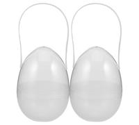 HIAKDOFT 2pcs Transparent Handheld Fillable Easter Eggs Portable Clear Plastic Egg-shaped Candy Boxes with Handles for Holiday Treat Storage and Festive Party Decorations