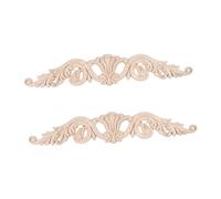 HIAKDOFT 2pcs Unpainted Carved Onlay Appliques for Cabinet Door Decor Natural Oak Wood Decals for Home Furniture Vintage Style DIY Painting Wood Trim
