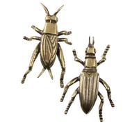 HIAKDOFT 2Pcs Vintage Brass Cricket Statue Solid Metal Desktop Ornament for Home Office Decor Wear-resistant Craft with Fine Detail Suitable for Living Study Collection