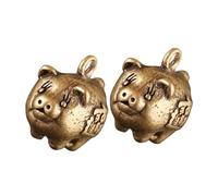 HIAKDOFT 2Pcs Vintage Brass Little Pig Pendant Retro Keychain Charms for DIY Crafting Unique Decorative Handcrafted Accessories for Pig Lovers and Jewelry Making