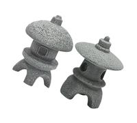 HIAKDOFT 2pcs Weather-resistant Miniature Japanese Pagoda Garden Statues Realistic Sandstone Stone Lanterns for Outdoor and Indoor Zen Meditation Spaces and Japanese-themed Gardens