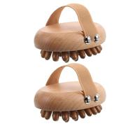 HIAKDOFT 2pcs Wooden Scalp Massage Comb with Cushion for Acupressure Gua Sha Therapy Anti-Static Handheld Hair Brush for Relaxation and Hair Care Portable for Home and Wellness