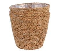 HIAKDOFT 2pcs Woven Seagrass Baskets Planter Cover Useful Storage Baskets for Indoor Outdoor Plants