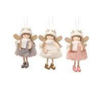 HIAKDOFT 3 Pcs Christmas Angel Pendants Set Hat and Antlers, White Pink Grey Decorative Xmas Tree Ornaments for Holiday Party and Window Display