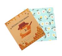 HIAKDOFT 3 Pieces Household Beeswax Food Wraps Set Small Floral Pattern, Reusable Fresh-Keeping Bowl Covers for Sandwich, Cake, and Butter Packaging
