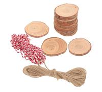 HIAKDOFT 30 Pcs Natural Pine Wood Slices with Jute and Cotton Strings Rustic Round Wood Discs Thick Pre-drilled for DIY Crafts Ornaments Wedding Decor and Holiday Hanging Decorations