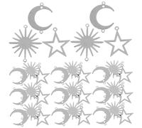 HIAKDOFT 30Pcs DIY Geometric Hollow Moon Star Sun Charms for Jewelry Making Alloy Craft Pendants for Earrings Bracelets Necklace Anti-rust Jewelry Findings