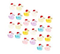 HIAKDOFT 30Pcs Mini Resin Ducks Glow in the Dark Christmas Figurines, Micro Landscape Decoration Set with Glitter, Multi-Color Xmas Duck Statues for Holiday Ornament