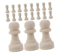 HIAKDOFT 32pcs Wood Chess Pieces Unfinished DIY Craft Lightweight Portable for Educational Games Enhance Logic and Imagination Skills