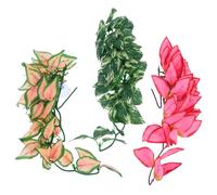 HIAKDOFT 3pcs Bendable Artificial Reptile Vines Flexible Plastic Jungle Climbing Plants for Vivarium Pet Habitat Decor with Lifelike Leaves for Lizards Snakes Chameleons