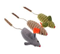 HIAKDOFT 3pcs Catnip Mouse for Indoor Cats with Organic Catnip Interactive Chew for Kitten Teeth Cleaning and Anxiety Relief Lightweight Pet Playset in Grass Green Gray Beige