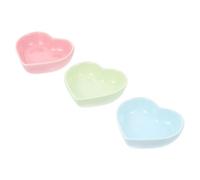 HIAKDOFT 3Pcs Ceramic Heart Shaped Pet Feeders for Hamsters Squirrels Food Bowls Safe Non Toxic Pastel Colors Easy to Clean Pet Feeding Containers