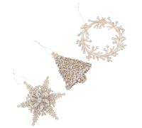 HIAKDOFT 3Pcs Christmas Tree Hanging Ornaments Set Glitter Snowflake Wreath DIY Decorations for Xmas Tree Holiday Decor
